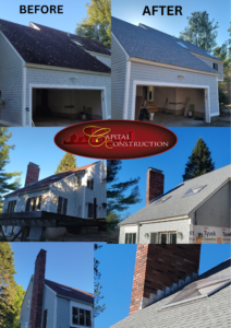 Before and after photos of a new GAF roof installation completed in Groveland, MA