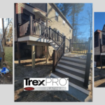 Before and after photos of a Trex decking installation completed in Salisbury, MA