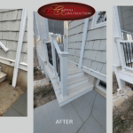 Before and after photos of a Trex decking installation completed in Wellesley, MA