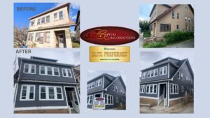 Before and after photos of James Hardie siding installation in Somerville, MA
