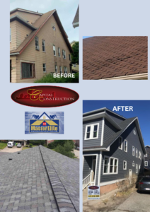 Before and after photos of GAF Roofing installation in Somerville, MA